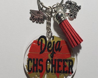 Cheer Keychain, Competition Cheer Keychain, Keychain with Tassel and Charm, Competition Cheer SWAG, Cheer Bag Tag, Senior Charm