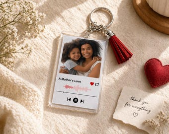 Custom Spotify Music Keychain | Personalized Acrylic + Photo Sticker Party Favors Mother’s Day Gift