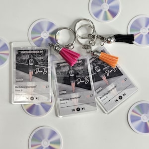 Custom Spotify Music Keychain | Personalized Acrylic + Photo Sticker Party Favors | QR Code Add-On Available