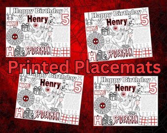 Spiderman Coloring Placemat with 5 Crayons | Party Favor, Kids Birthday Activity, Classroom Bundle