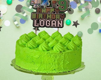 Minecrafter Birthday Cake Topper: Custom 3D Pixel Adventure