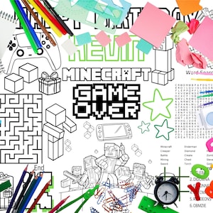 Minecrafter Party Placemat,Minecraft Party Placemat,Minecraft Birthday Coloring Sheet,Fun Activity Sheet For Kids Party, Digital,Party Favor