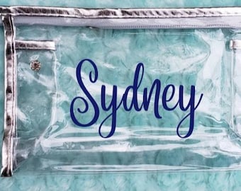 Make Up Bag, Personalized Makeup Pouch, Name Cosmetic Bag,  Clear Toiletry Bag, Gift for Her