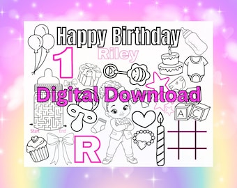 Little CEO Girl Birthday Coloring Mat | Personalized Baby Girl Coloring Page | Pink Boss Babe Activity (Digital Download)