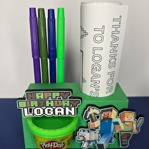 Minecrafter Birthday Party Favor Box: 3D Pixel Theme, Empty or Filled