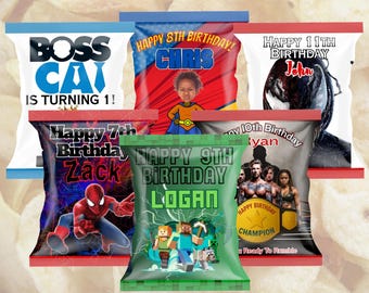 Custom Character Chip Bags | Prefilled Party Favors