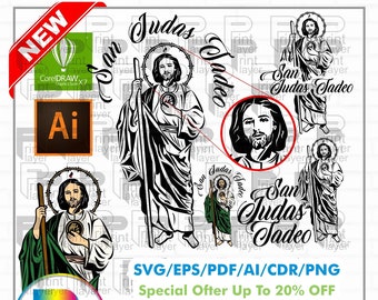 Saint Jude Thaddeus clipart, religious label instant download (svg eps pdf ai cdr png) crafts, cutting files, and printing