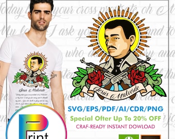 JESUS MALVERDE clipart, religious label instant download (svg eps pdf ai cdr png) crafts cutting files and printing.
