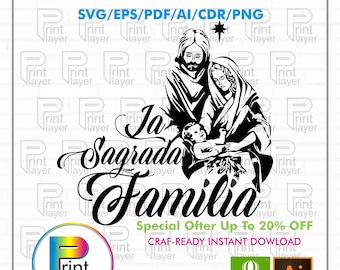 The Holy Family clipart, religious label instant download (svg eps pdf ai cdr png) cut files he digital printing