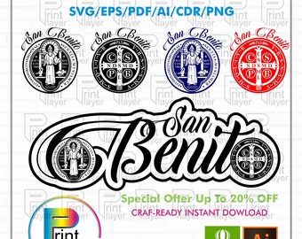 Saint Benedict clipart, religious label instant download (svg eps pdf ai cdr png) crafts cutting files he digital printing