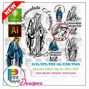 The Immaculate Conception clipart, religious label instant download (svg eps pdf ai cdr png) cut files I print