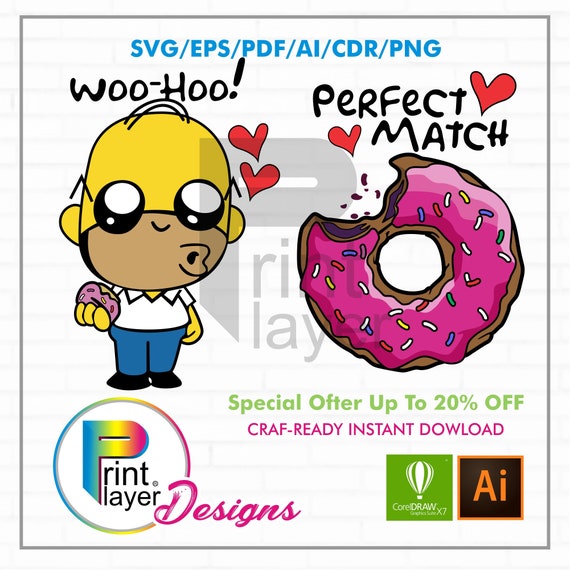 Homer Donut Clipart layered SVG instant download svg eps ...