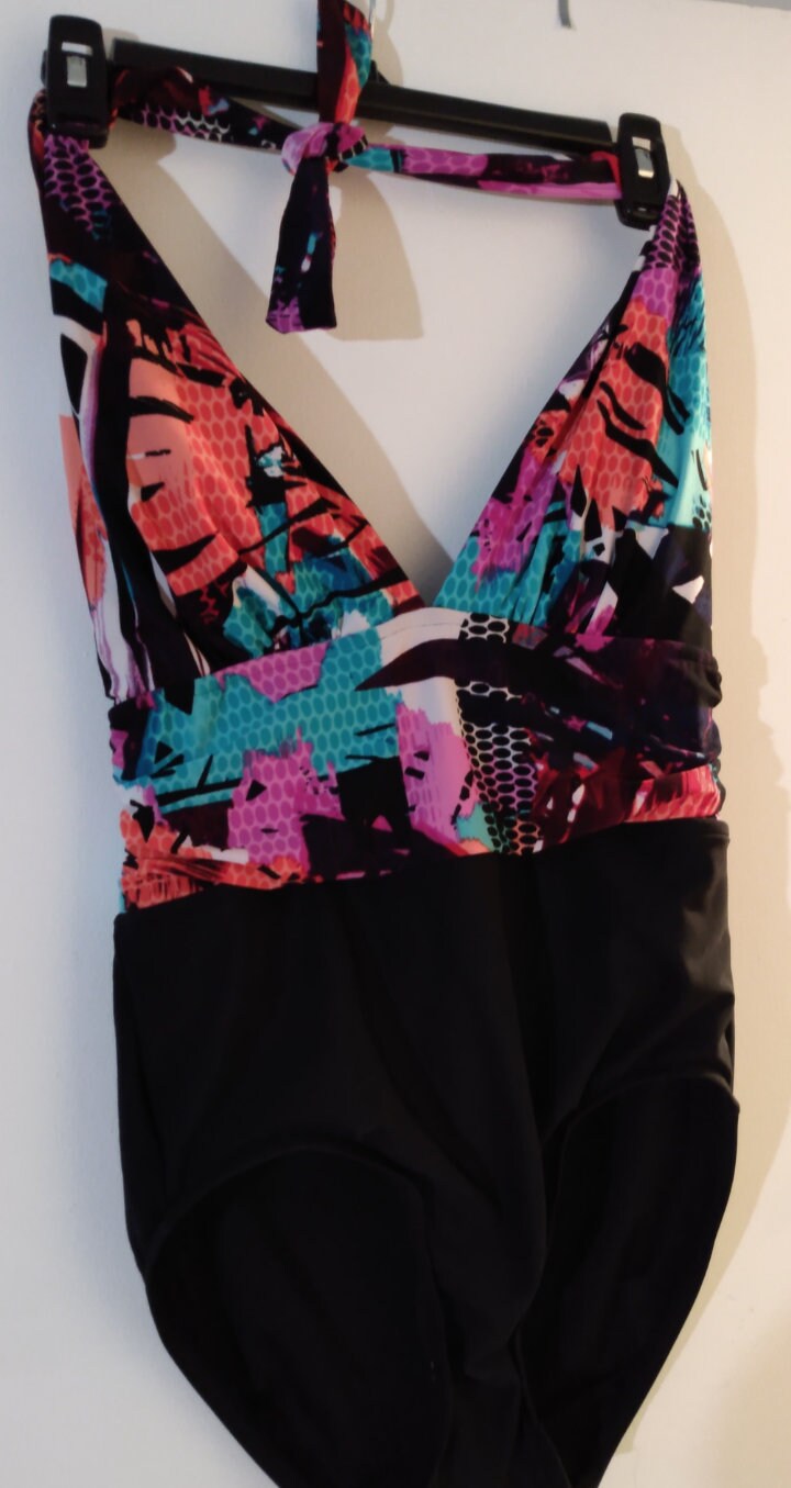 Aqua Green One Piece Halter Bathing Suit Medium Swimming Etsy