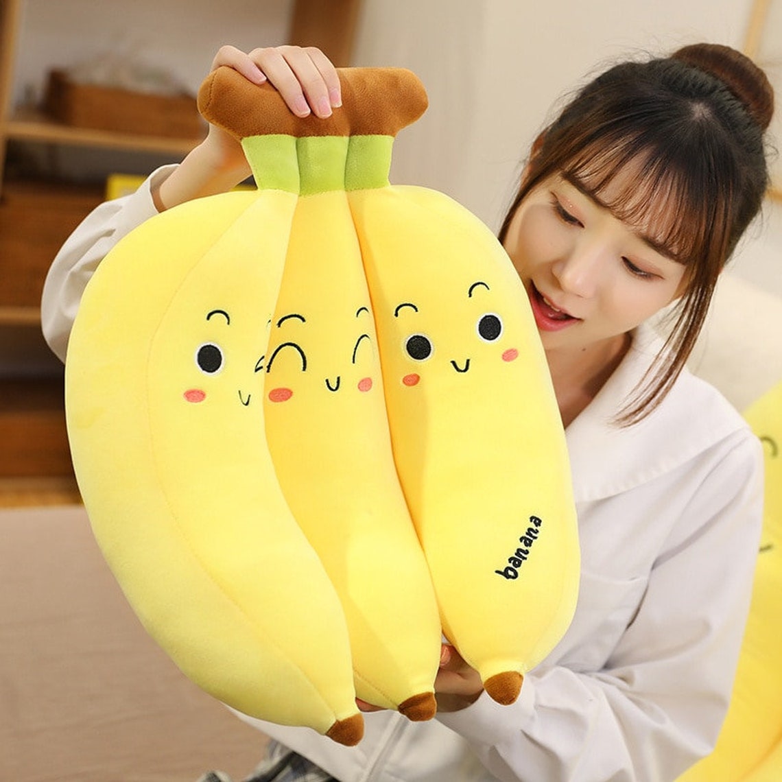 Kawaii Banana Peluche Oreiller Mignon fruit géant Plushie Etsy