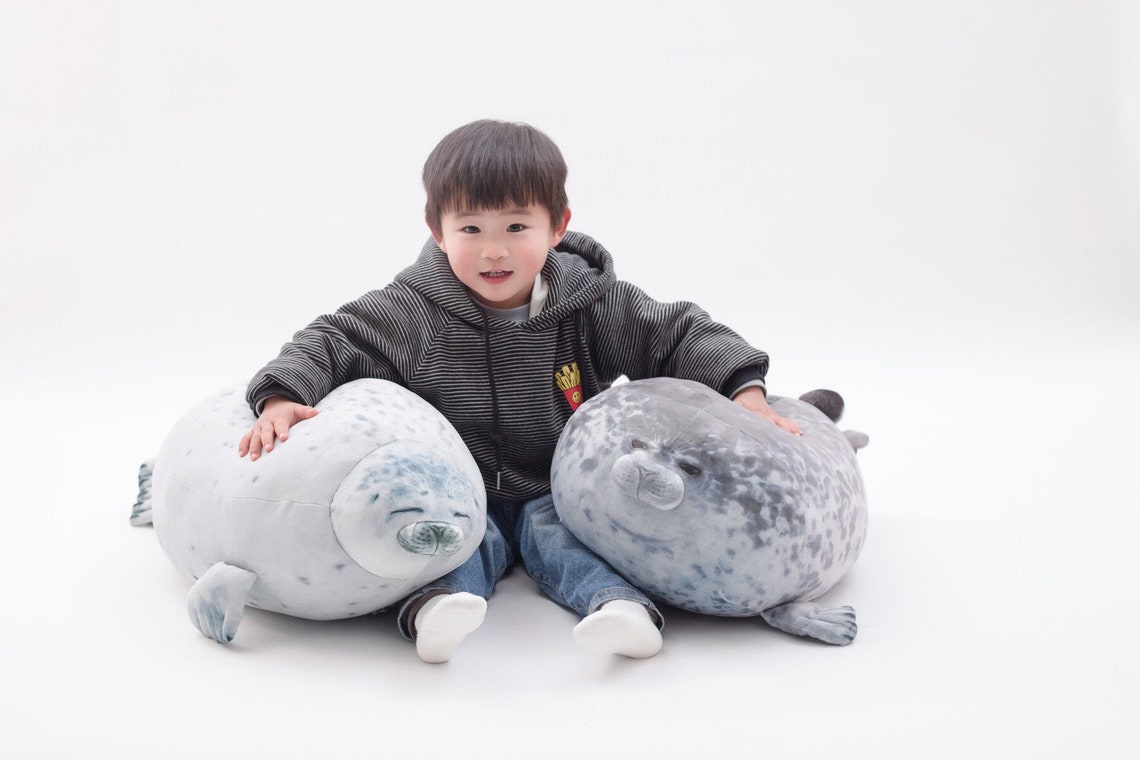 Giant Chonky Seal Stuffed Animal Happy Content Seal Blob | Etsy