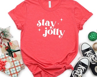 Stay Jolly Retro Text Unisex  Short Sleeve Tee