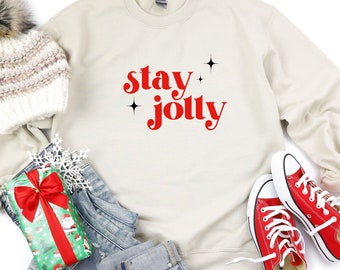 Stay Jolly Retro Text Unisex Crewneck Sweatshirt