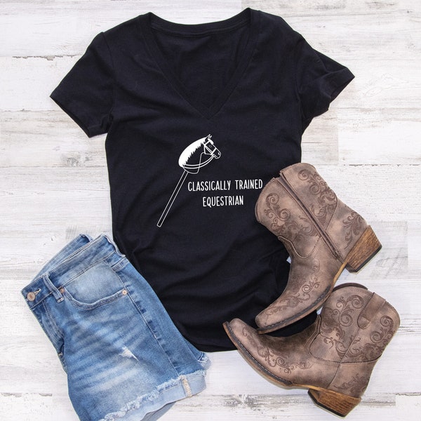 Classically Trained Equestrian Funny Hobby Horse Women's  Deep V-Neck Tee
