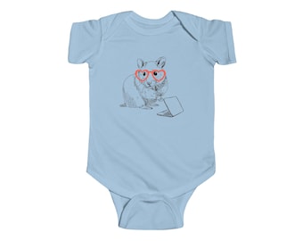 Bunny with Heart Glasses baby bodysuit | Cute Bunny Infant Onesie