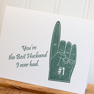 Letterpress Card / Husband Card / Father&#39;s Day / Humor Card / Foam Finger /  Best Husband Ever /  Blank Card