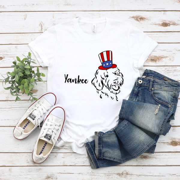 Yankee Doodle Goldendoodle Funny 4th of July Tshirt