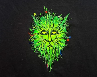L'Uomo Verde, T-shirt dipinte a mano (NON STAMPATE) L'Anima dell'Estate, L'Uomo per tutte le Stagioni