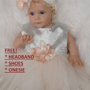 Lace Flower Girl Dress: Vintage Infant Wedding Outfit with Headband & Shoes