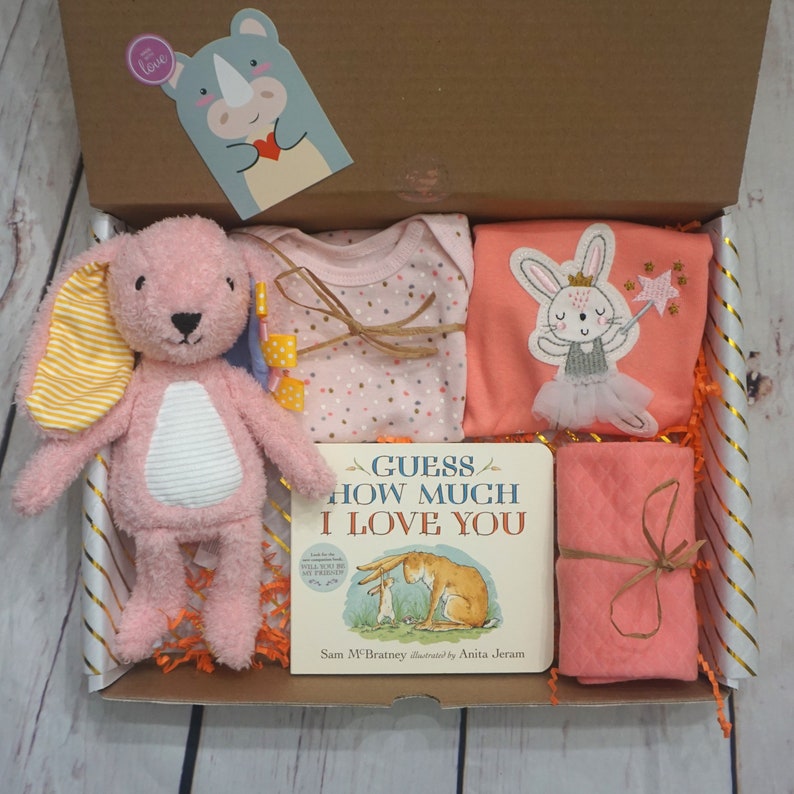 Baby Girl Gift Box ,Cute Bunny Bundle Gift For New Parents, Baby Shower Gift, Baby Girl Gift Basket, image 2