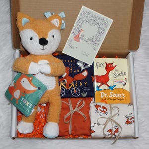 Baby-Geschenk-Box, Baby-Fuchs-Thema-Geschenk-Set, Willkommens-Baby-Geschenk, Einzigartiges Baby-Geschenk, Baby-Dusche-Geschenk-Box, Geschenk für neue Eltern, Neugeborenen-Set