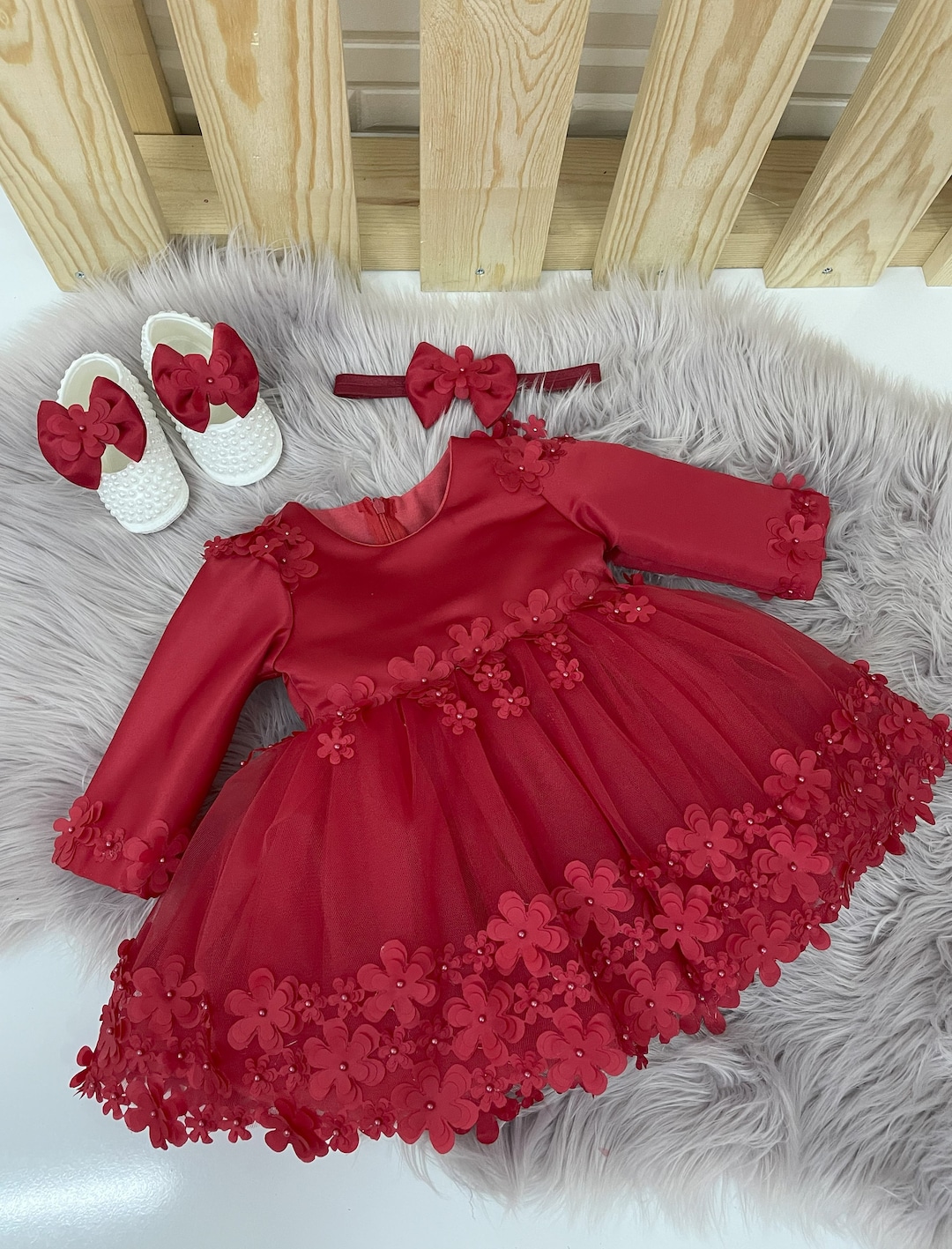 Baby Girl Christmas Dress Set First Christmas Dress, Red Dress for Baby Girl Toddler Outfit for
