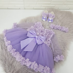 Bohemian Boho flower girl dress, Lavender birthday dress , Boho Dress for Baby Girl, Toddler flower dress ,lilac baby dress with 3 D flowers