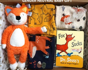 Regalo per baby shower gender-neutral, cesto regalo di benvenuto neutro, idee per scatole regalo per rivelare il sesso del bambino per i futuri genitori, set regalo unisex per neonati.