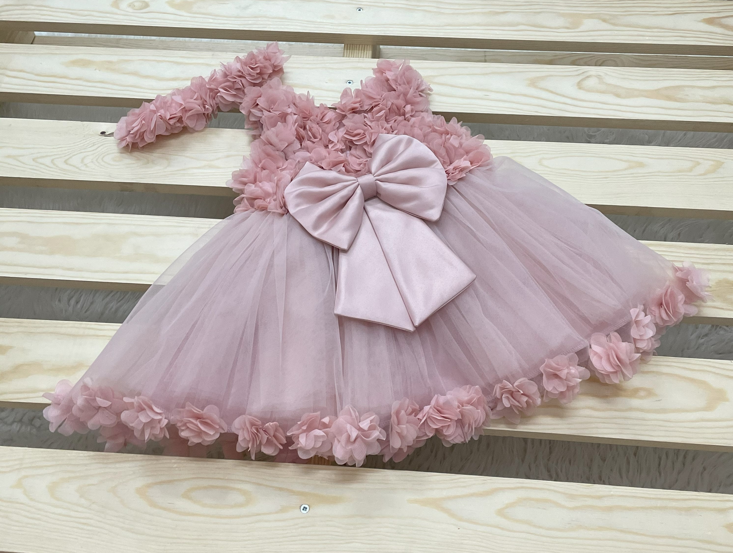 Baby Girl Red Christmas Dress Set, First Christmas Dress, Red Flower