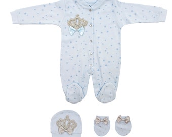 Conjunto de futebol de algodão para bebê menino: joia da coroa, chapéu e luvas