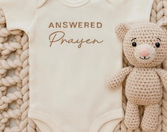 Answered Prayer Baby Onesie®,Rainbow Baby Bodysuit  Embroidered  Onesie ,®,Gender Neutral Baby Announcement Onesies ®