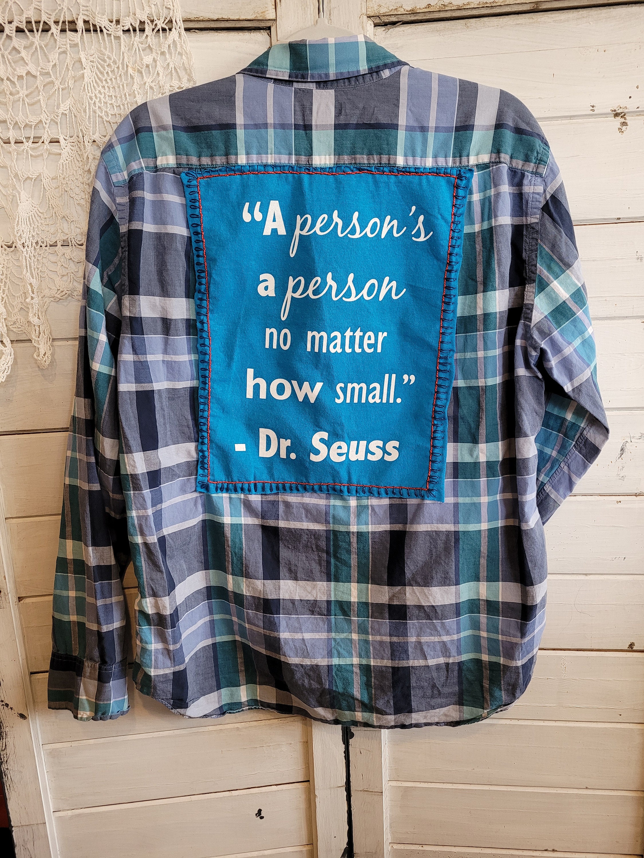 J. Crew Blue Flannel-pattern Upcycle 