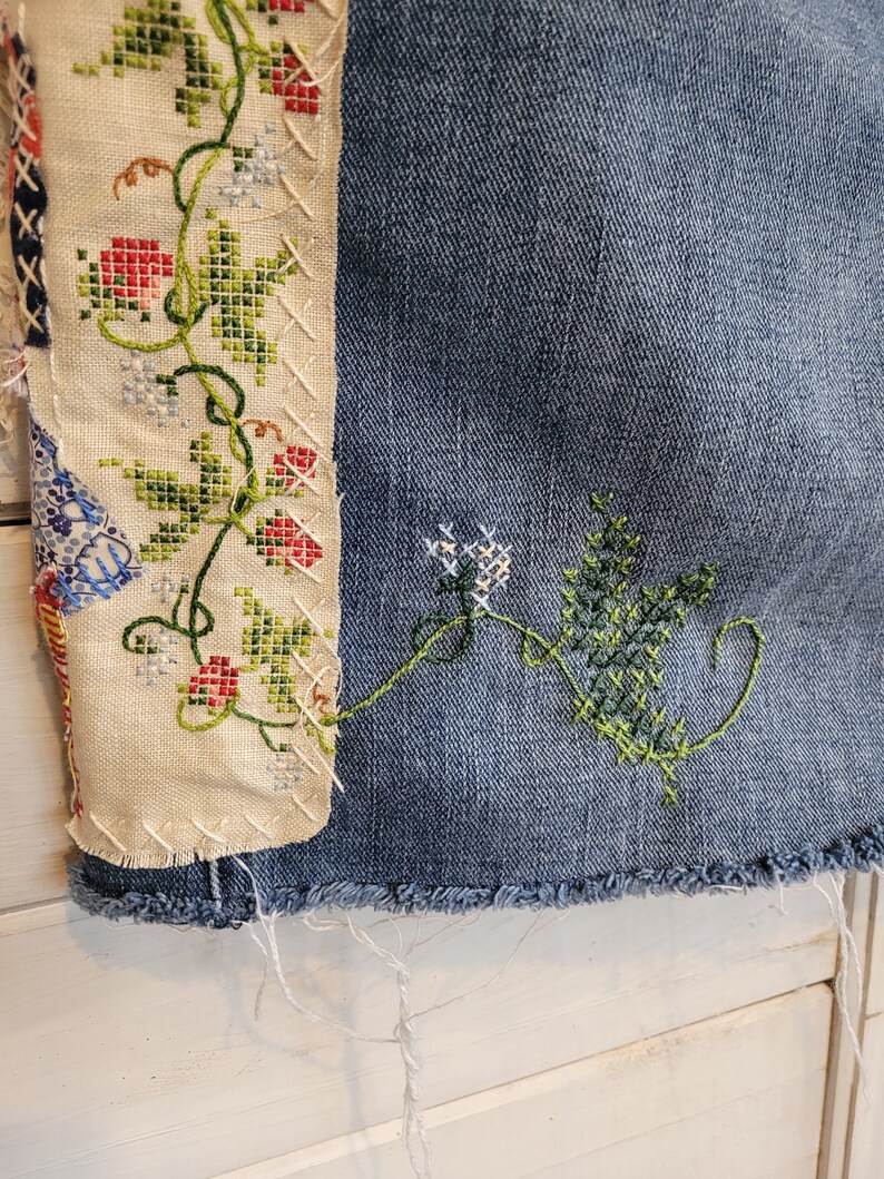 Mary Lou Mini Skirt in Cross Stitch Embroidery - Can be worn as a top