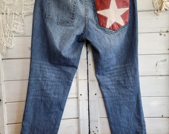 GAP Jeans Red Star Upcycle Size 10