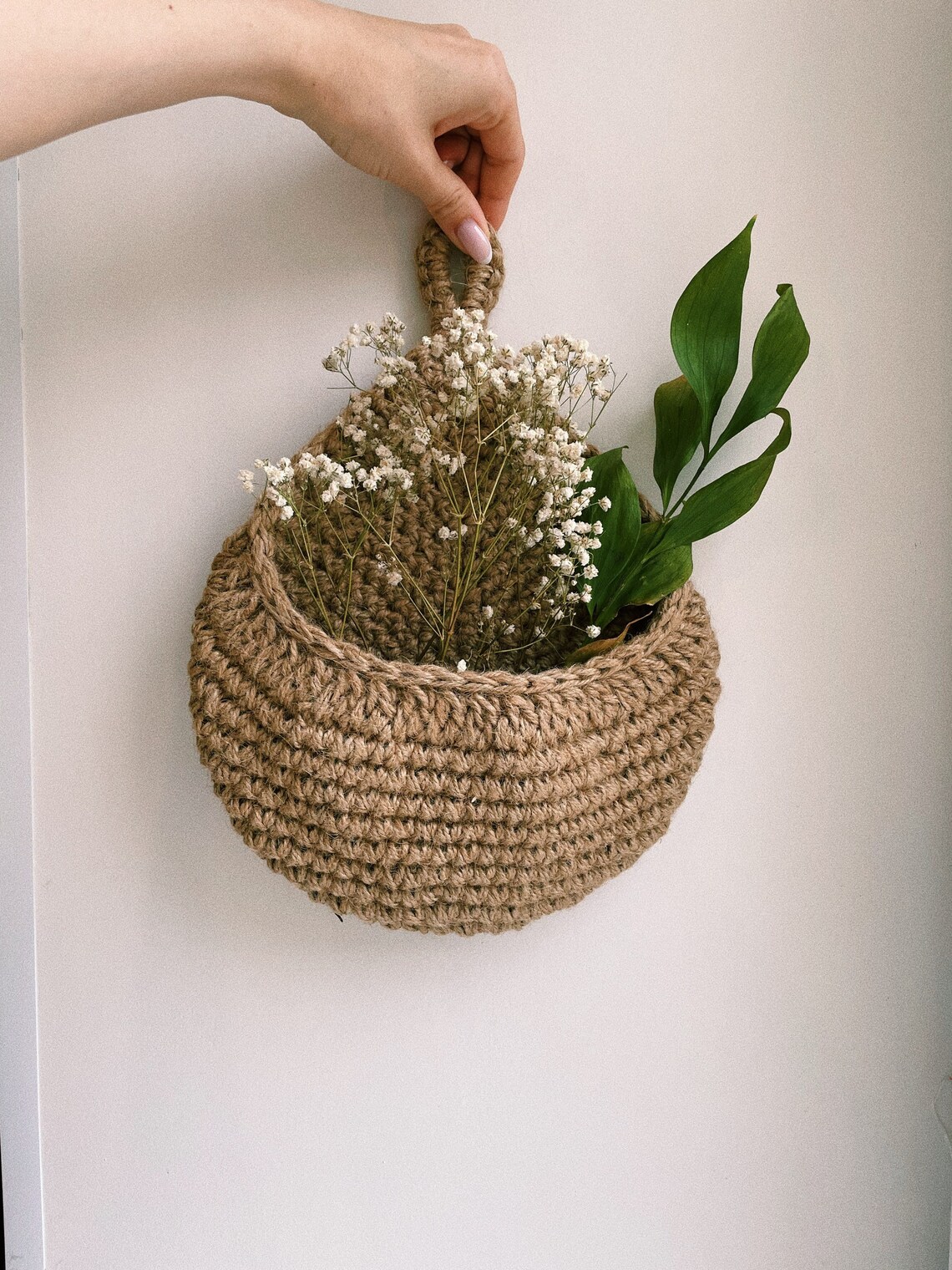 Jute Crochet hanging basket Kitchen bathroom storage basket Etsy
