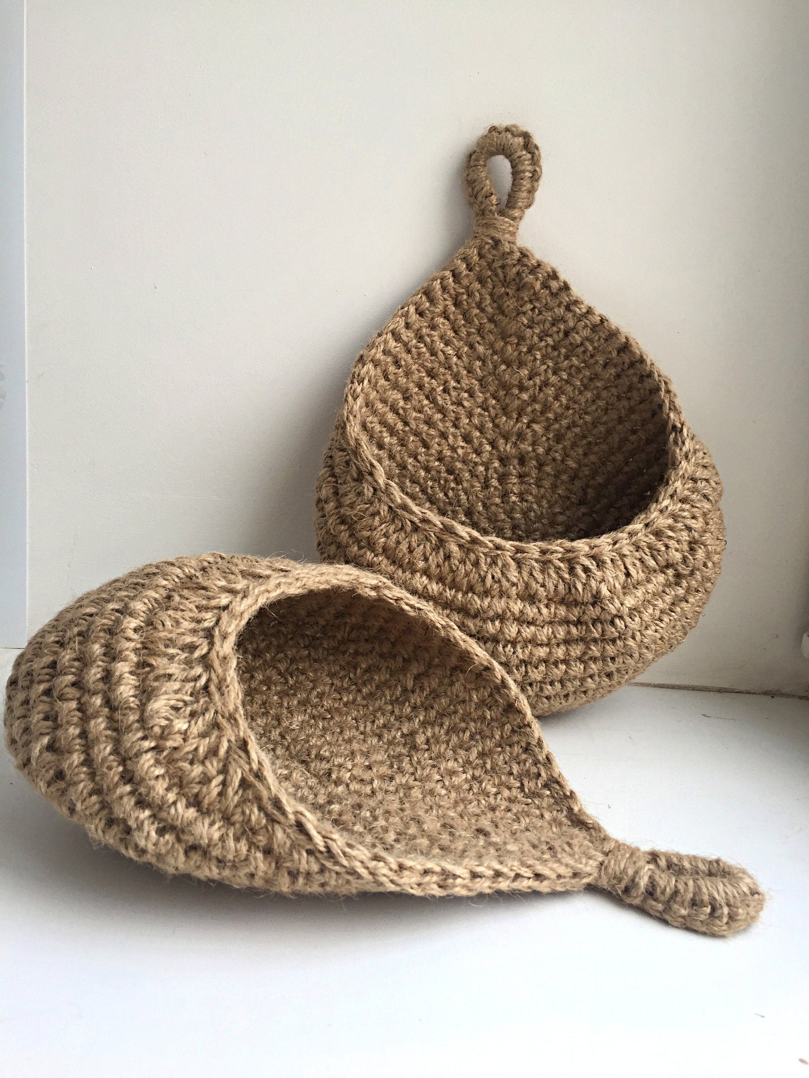 Jute Crochet hanging basket Kitchen bathroom storage basket Etsy