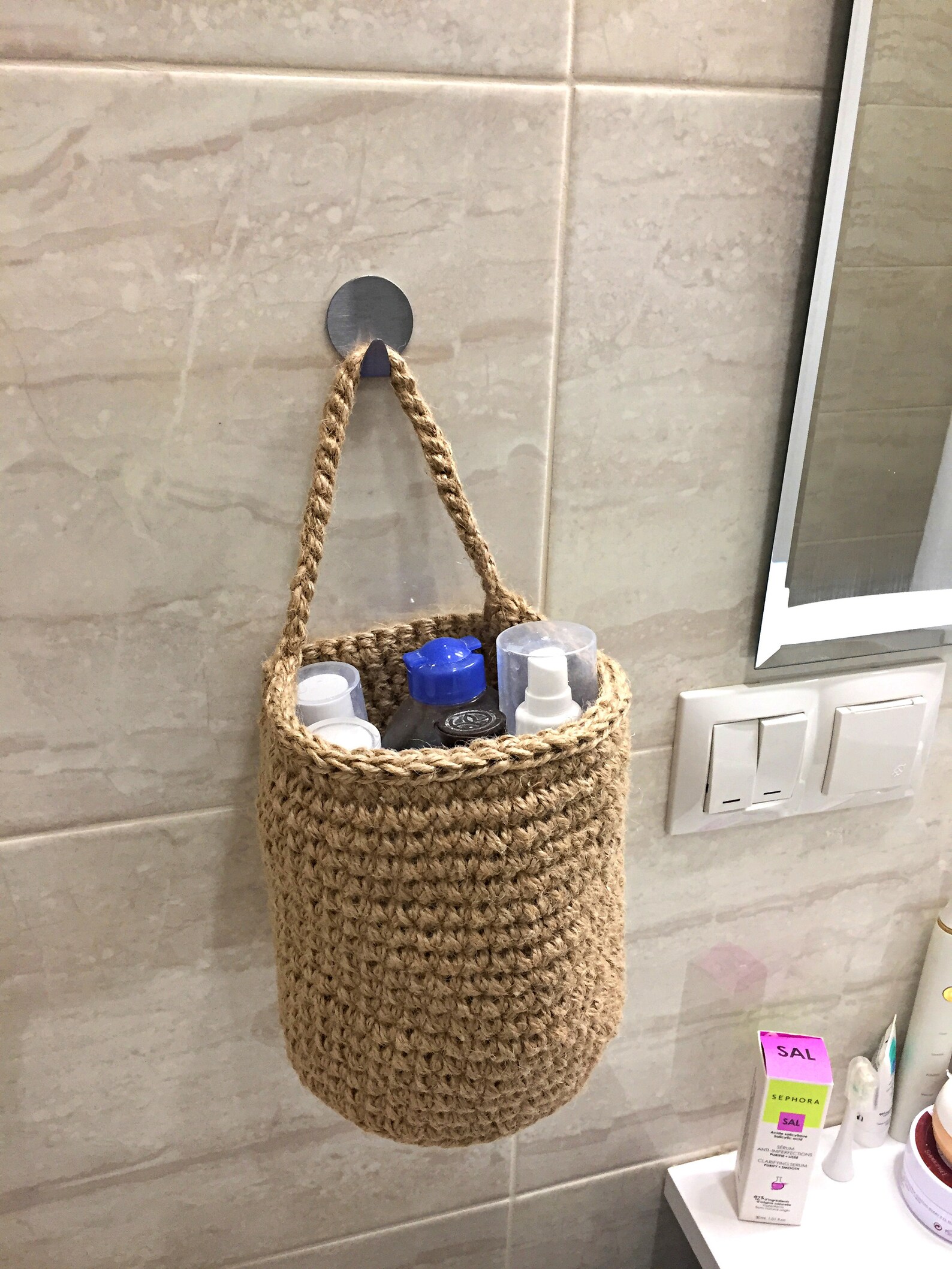 Wall Hanging basket Kitchen Bathroom storage organizer Woven Etsy