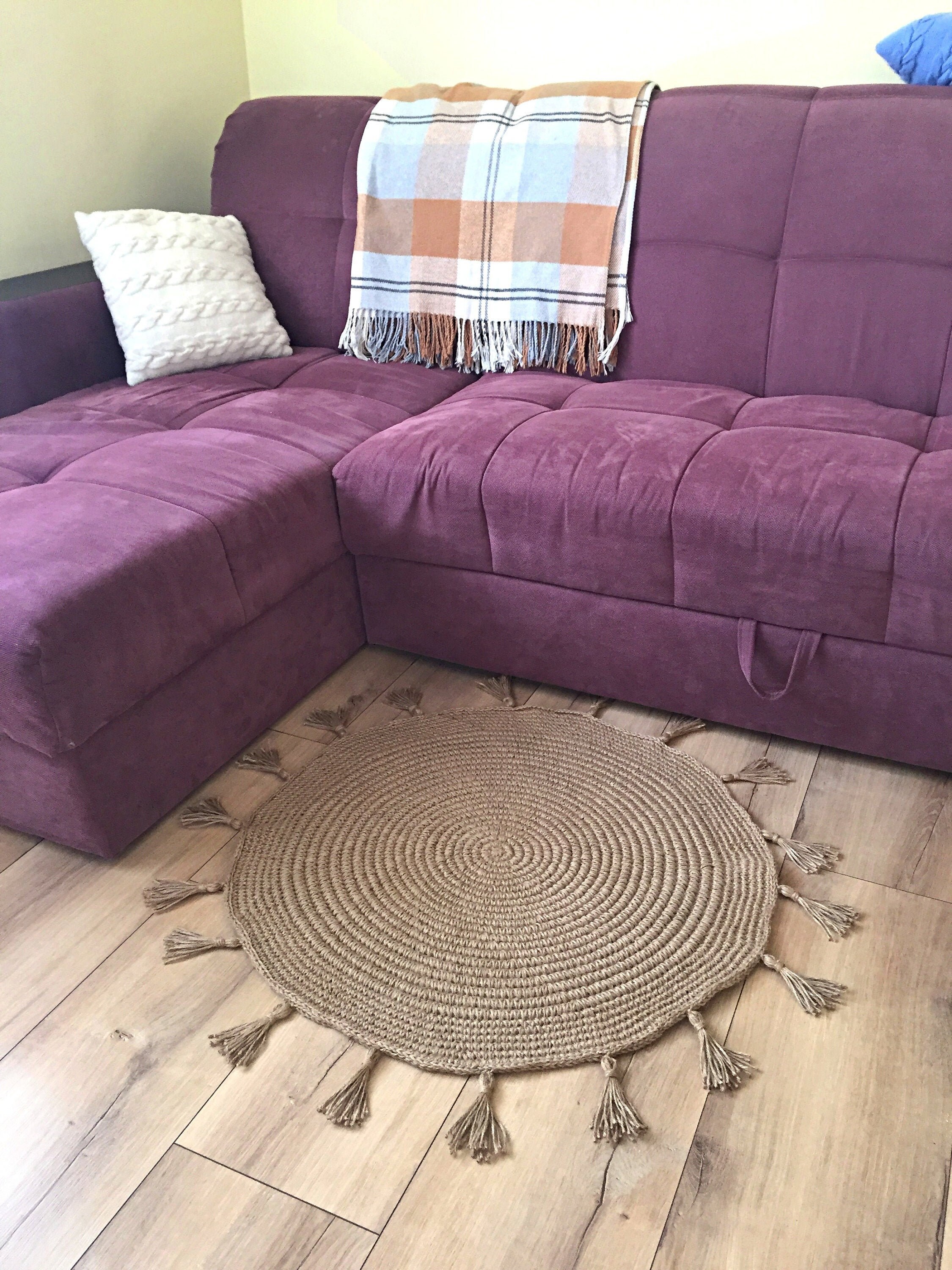 Natural round rug with massage effect Small Area Rug Boho Etsy