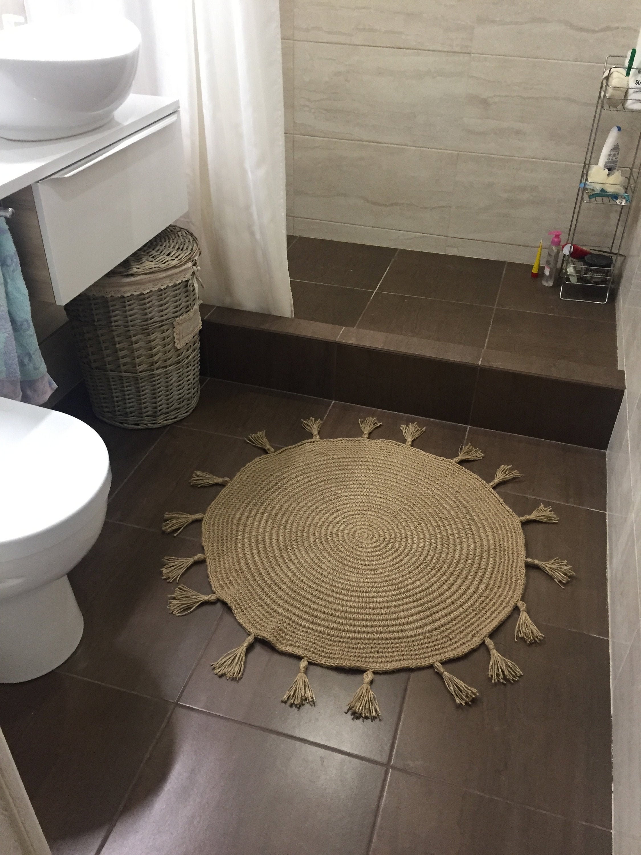 Natural round rug with massage effect Small Area Rug Boho Etsy