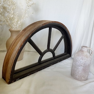 weathered vintage half arched top divided window - LOCAL PICKUP ONLY