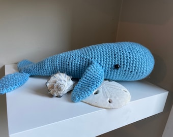 Blue whale amigurumi crochet stuffed animal toy