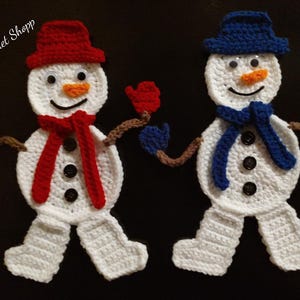 PDF Crochet Snowman, Posable Hands Snowman Fridge Magnet, Christmas Decorations