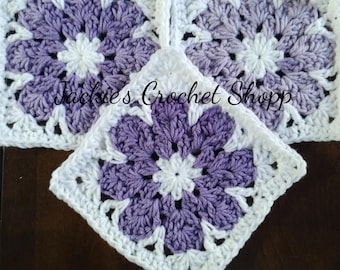 Crocheted Daisy Granny Square Pattern: Vintage Afghan Blanket (PDF Pattern)