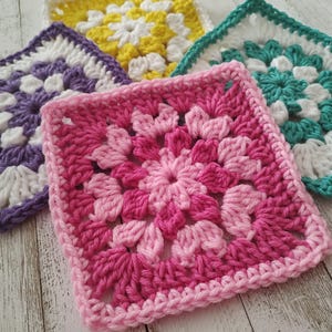 Granny square crochet, PDF crochet pattern, Granny square pattern, Granny square flower pattern