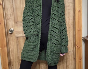 Vintage Lace Crochet Cardigan Pattern (PDF), Sizes S/M to 5XL