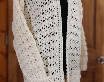 Vintage Lace Crochet Cardigan Pattern (PDF), Sizes S/M to 5XL - Etsy